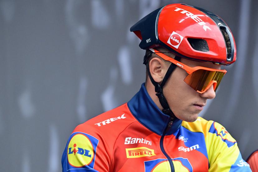 Belgian Thibau Nys of Lidl-Trek pictured at the start of the men's race of the 'La Fleche Wallonne', one day cycling race (Waalse Pijl - Walloon Arrow), 205,2 km from Ciney to Huy, Wednesday 23 April 2025. BELGA PHOTO DIRK WAEM