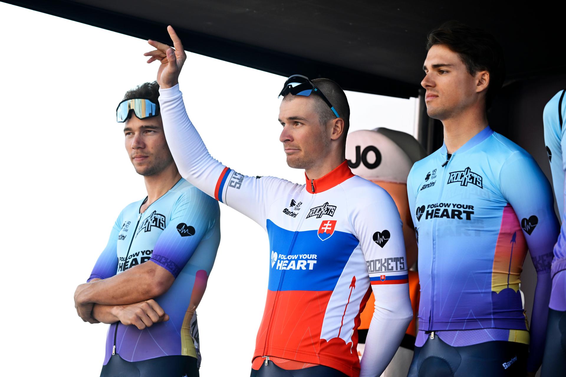 Slovakian Lukas Kubis of Unibet Tietema Rockets pictured at the start of the 'Ename Samyn Classic' one day cycling race, 199,1km from Quaregnon to Dour on Tuesday 04 March 2025. BELGA PHOTO TOM GOYVAERTS