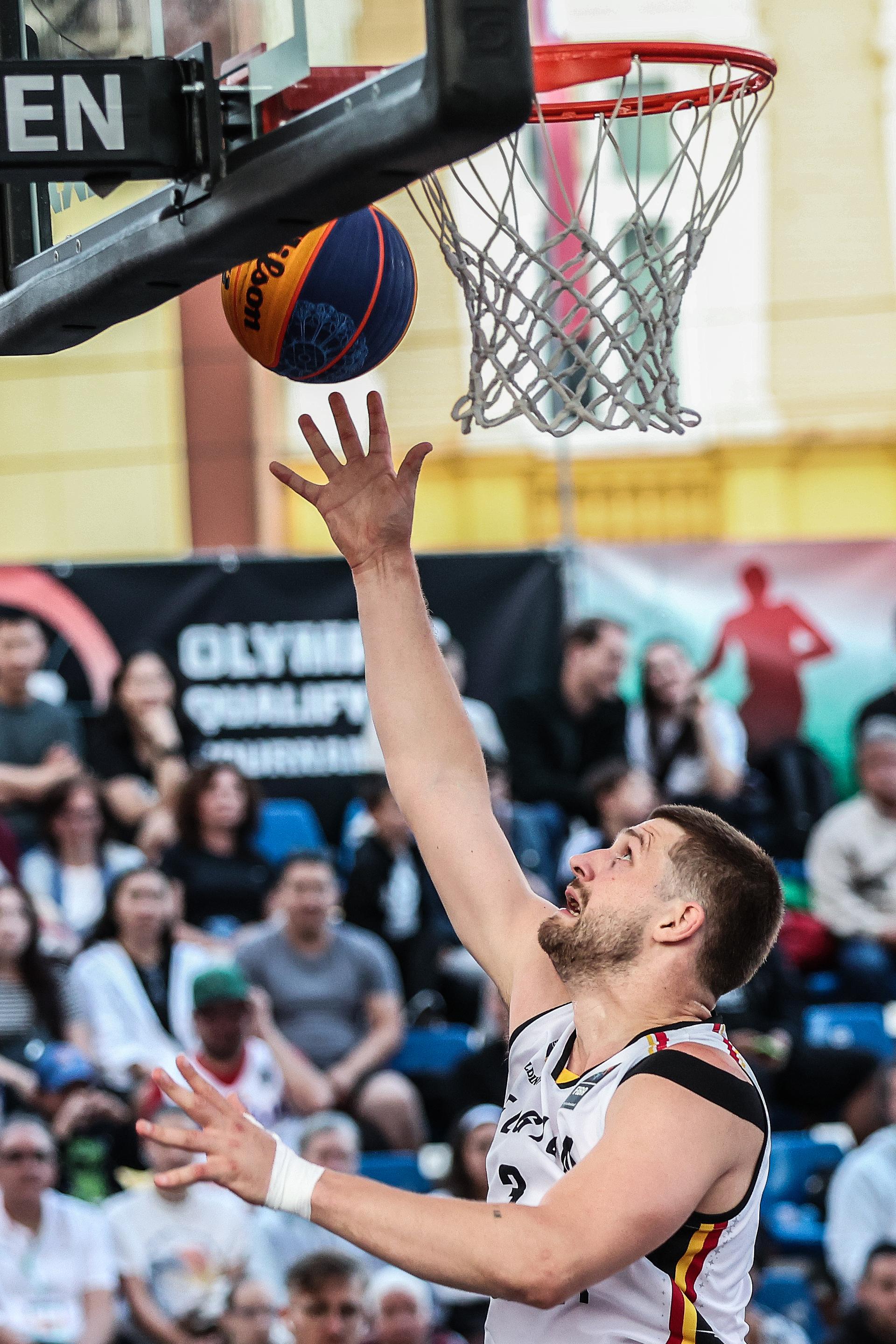 Belgian Jonas Foerts is pictured in action during a third game in the group stage between Belgium and Poland in the group D at the Olympic qualification tournament for the 2024 Olympics, in Debrecen, Hungary, Saturday 18 May 2024. BELGA PHOTO NIKOLA KRSTIC