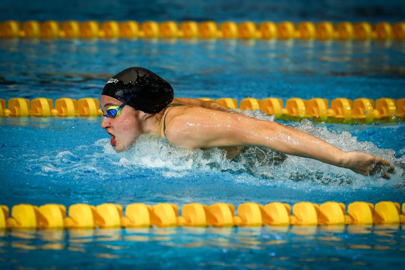 Belgian swimmer Sarah Dumont pictured in action during 200m butterfly, at the Open Belgian Swimming Championships 2025 (25-27/04), in Antwerp, on Friday 25 April 2025. BELGA PHOTO DAVID PINTENS