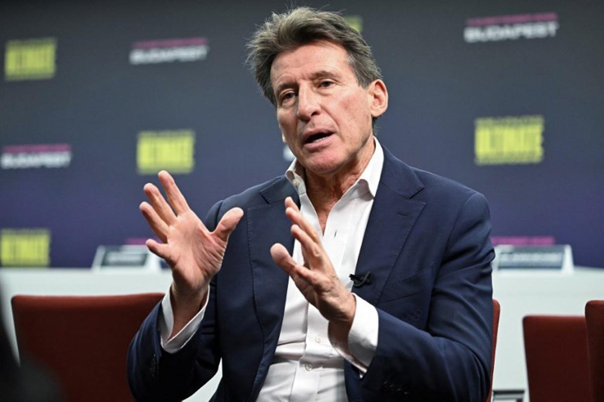 World Athletics President Sebastian Coe speaks during an interview with AFP following a press conference to present the Ultimate Championship, a new athletic team event, at the National Athletics Center of Budapest, Hungary on November 22, 2024.  World Athletics President Sebastian Coe said on November 22 the new Ultimate Championship team event officially unveiled by the sport's governing body would be a "gamechanger" for track and field. The inaugural event will be held in Budapest on September 11-13, 2026, and will be staged every two years to fulfill World Athletics' ambition of having a global championship every year. Attila KISBENEDEK / AFP