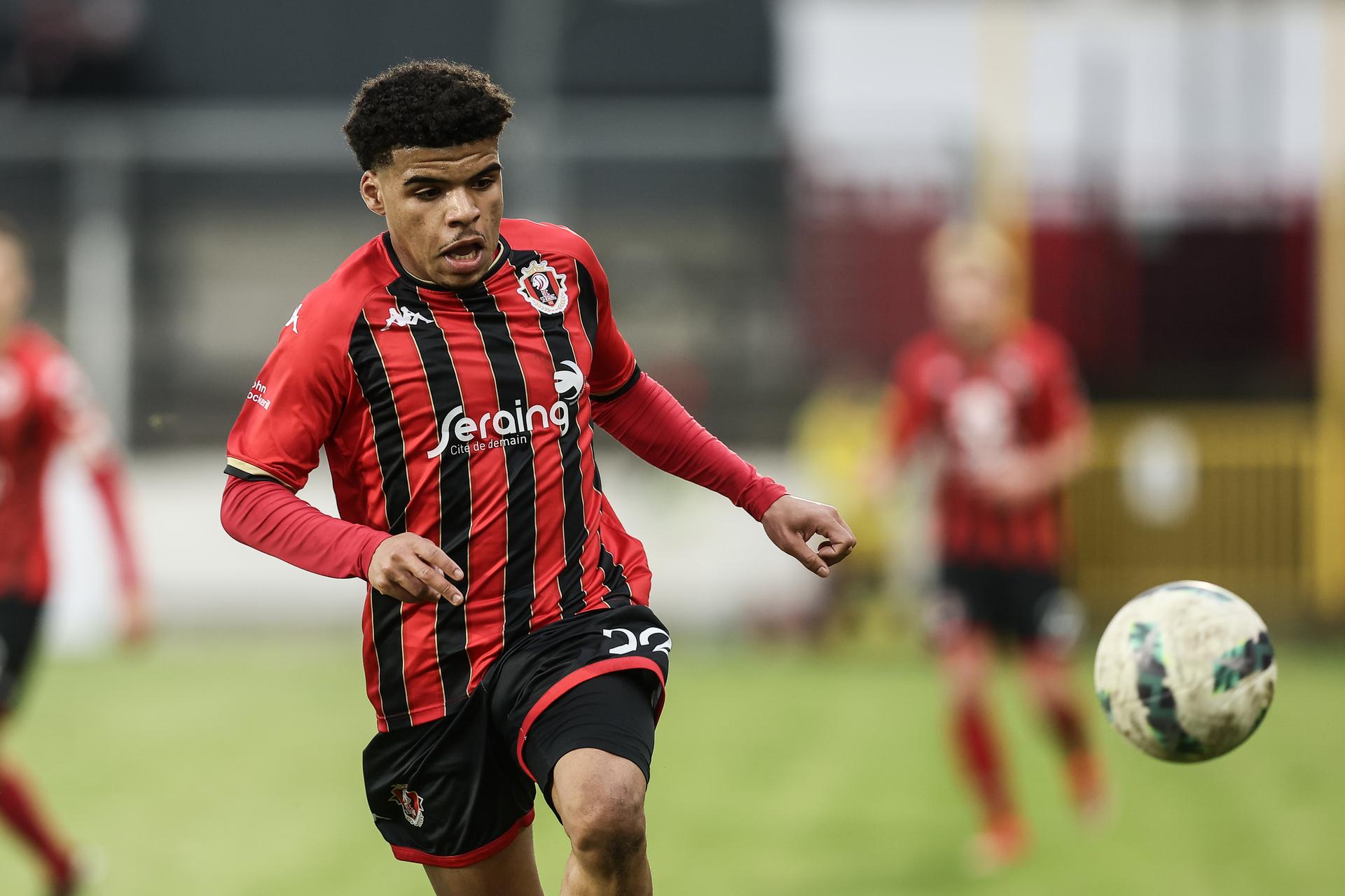 Seraing's Yannis Lawson pictured in action during a soccer match between RFC Seraing and RWD Molenbeek, in Seraing, on day 13 of the 2024-2025 'Challenger Pro League' 1B second division of the Belgian championship, Sunday 01 December 2024. BELGA PHOTO BRUNO FAHY