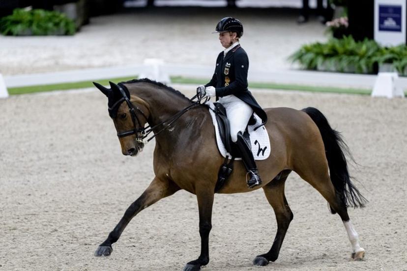 Germany's Isabell Werth on Emilio 10 competes in the FEI World Cup qualification dressage, during The Dutch Masters Indoor Brabant Horse Show, in 's Hertogenbosch on March 9, 2023.   Sander Koning / ANP / AFP