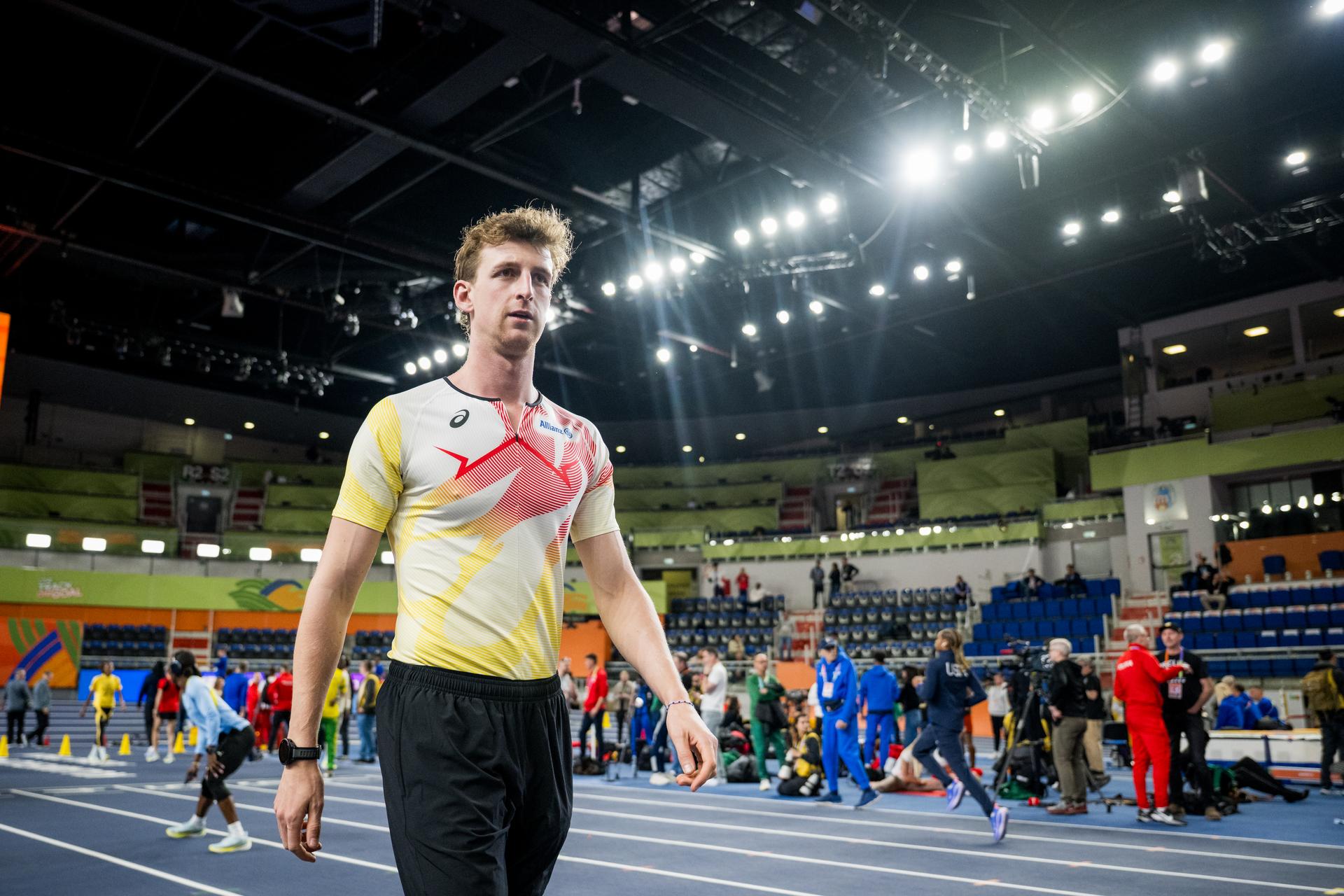 Belgian Alexander Doom pictured in action during a training session in preparation of the World Athletics Indoor Championship in Torun, Poland on Thursday 19 March 2026. The championships take place from 20 to 22 March. BELGA PHOTO JASPER JACOBS