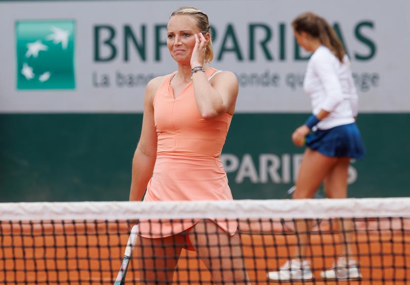 Belgian Kimberley Zimmermann and Italian Lucia Bronzetti pictured during a doubles tennis match against Japanese pair Hozumi/Ninomiya, in the first round of the women's doubles, at the Roland Garros French Open tennis tournament, in Paris, France, Friday 31 May 2024. This year's tournament takes place from 26 May to 09 June. BELGA PHOTO BENOIT DOPPAGNE
