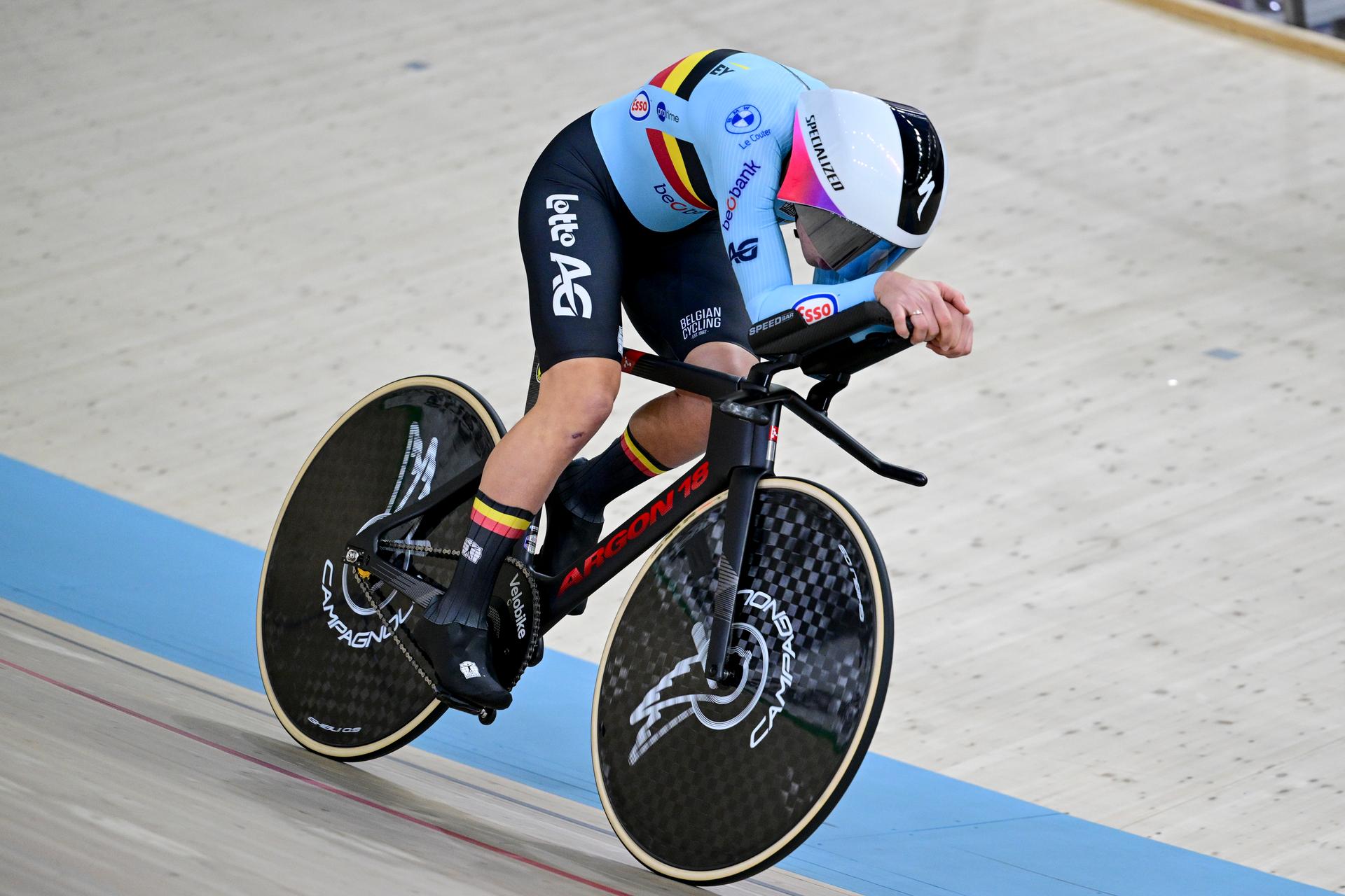 Belgian Lotte Kopecky pictured in action during the women's Individual Pursuit qualifications at day 4 of the 2026 UEC Track Elite European Championships, in Konya, Turkey, Wednesday 04 February 2026. The European Championships take place from 01 to 05 February 2026. BELGA PHOTO DIRK WAEM