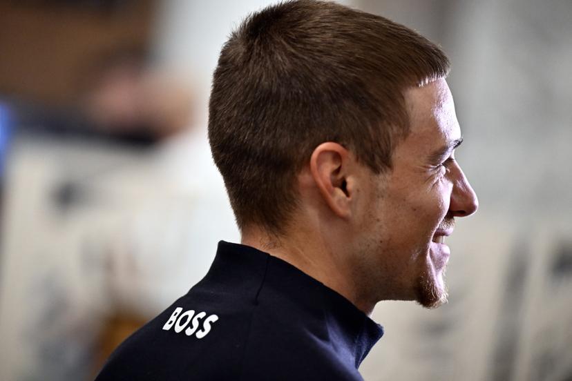 Belgian Remco Evenepoel of Red Bull-BORA-Hansgrohe pictured during a press meeting before the Trofeo Ses Salines Challenge Mallorca cycling race, Wednesday 28 January 2026 in Mallorca, Spain. On Thursday Belgian Evenepoel will participate in the Team Time Trial, the first race in the colors of his new team Red Bull-Bora-Hansgrohe. BELGA PHOTO ERIC LALMAND