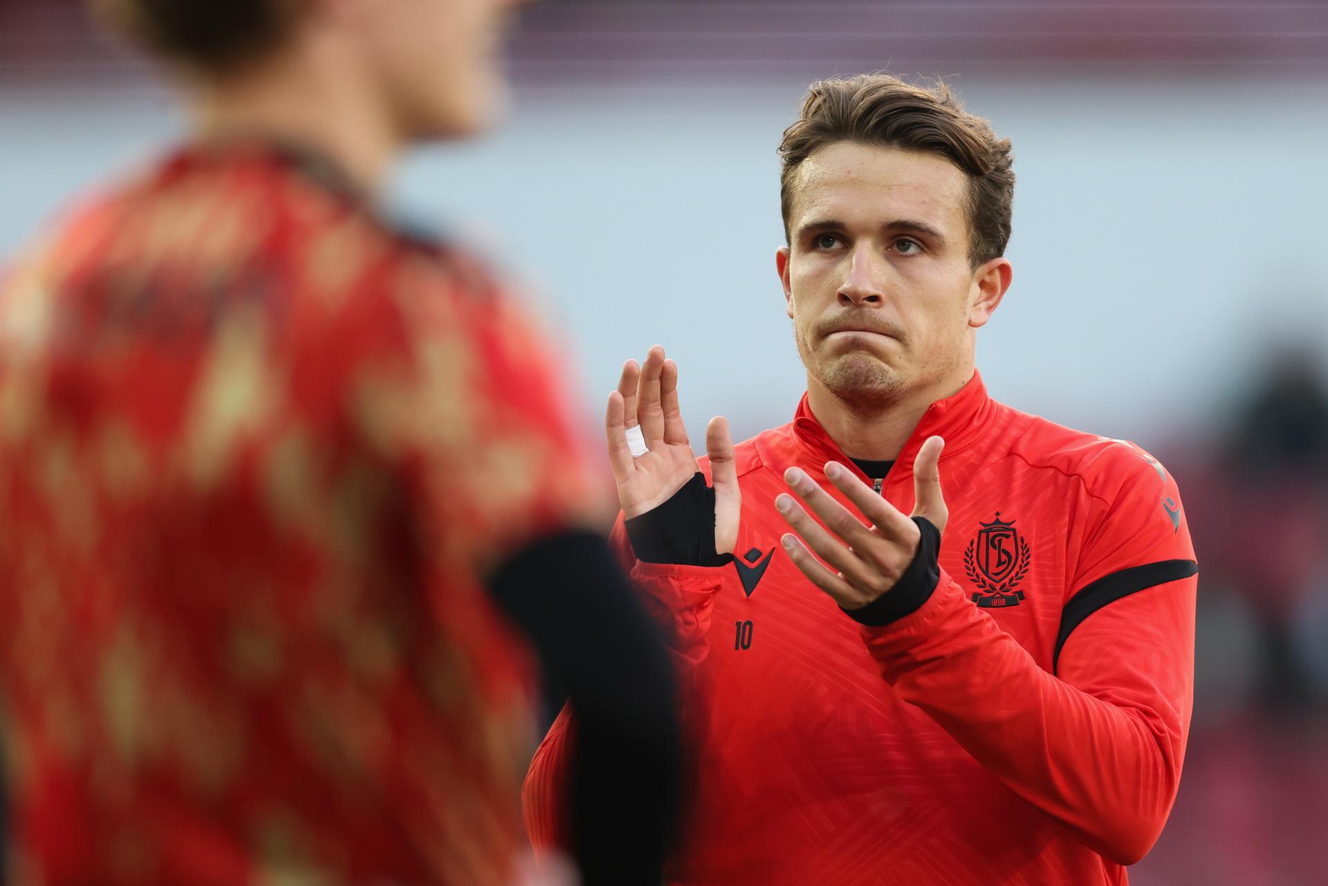 Standard's Dennis Ayensa pictured before a soccer match between SV Zulte Waregem and Standard de Liege, Sunday 08 March 2026 in Waregem, on day 28 of the 2025-2026 'Jupiler Pro League' first division of the Belgian championship. BELGA PHOTO BRUNO FAHY