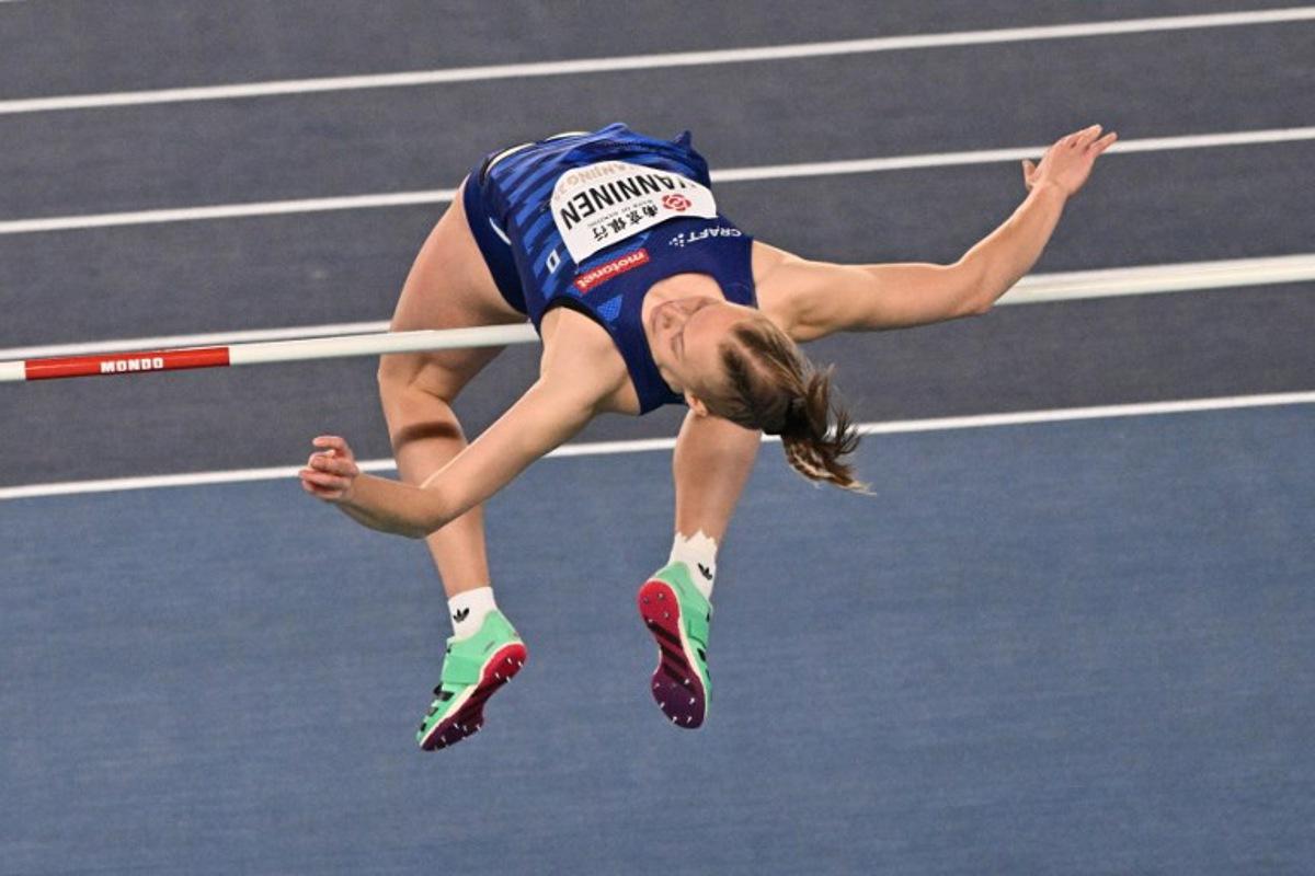 Finland's Saga Vanninen competes in the women's pentathlon high jump during the Indoor World Athletics Championships in Nanjing, in eastern China's Jiangsu province, on March 21, 2025.  Pedro Pardo / AFP