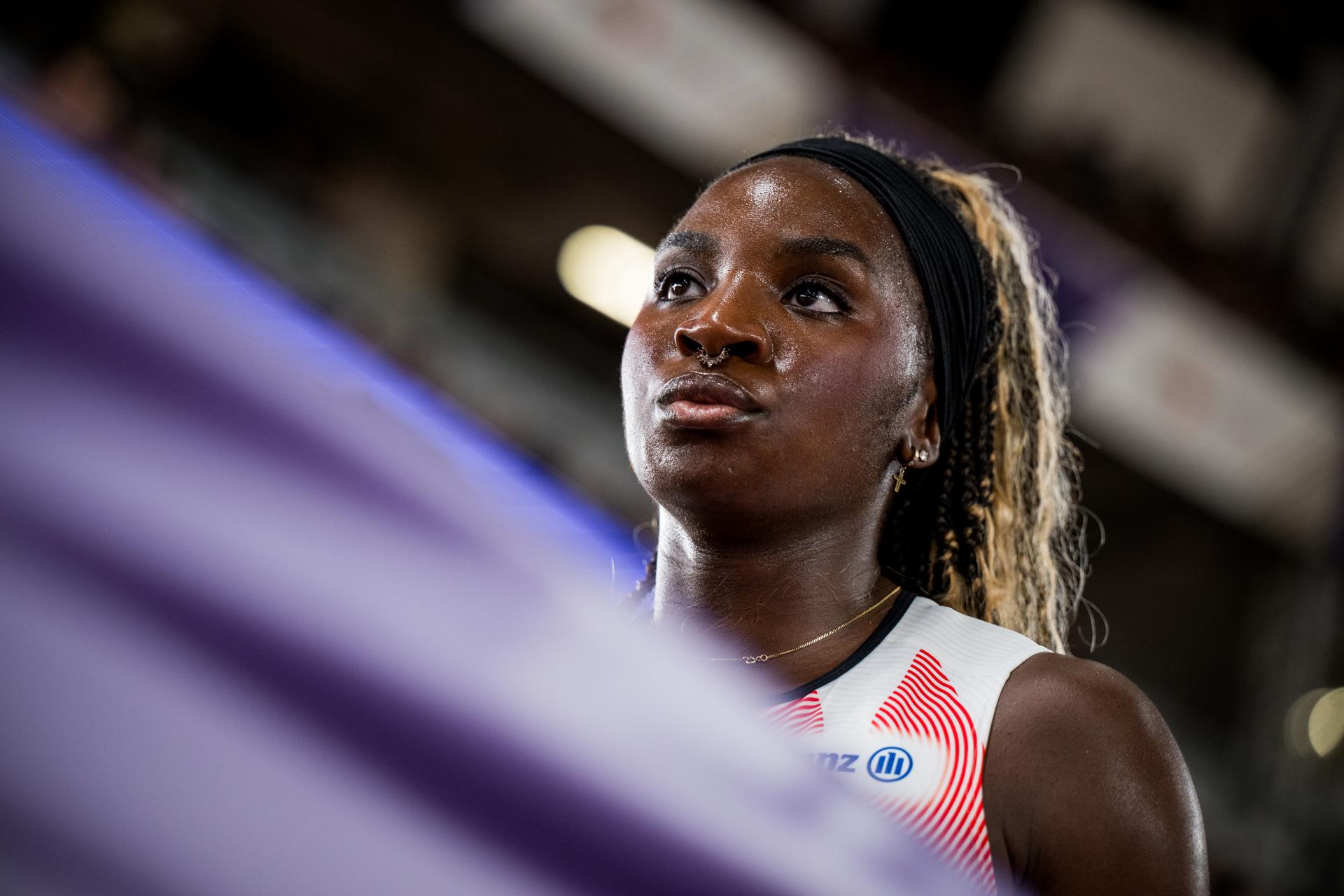 Belgian Yanla Ndjip-Nyemeck the semi finals of the women 100m Hurdles, at the World Athletics Championships in Tokyo, Japan, on Monday 15 September 2025. The outdoor Worlds are taking place from 13 to 21 September. BELGA PHOTO JASPER JACOBS