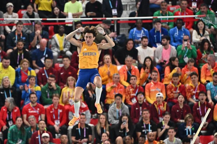 Sweden's Armand Duplantis competes in the men's pole vault final during the Indoor World Athletics Championships in Nanjing, China's Jiangsu province on March 22, 2025.  Pedro Pardo / AFP