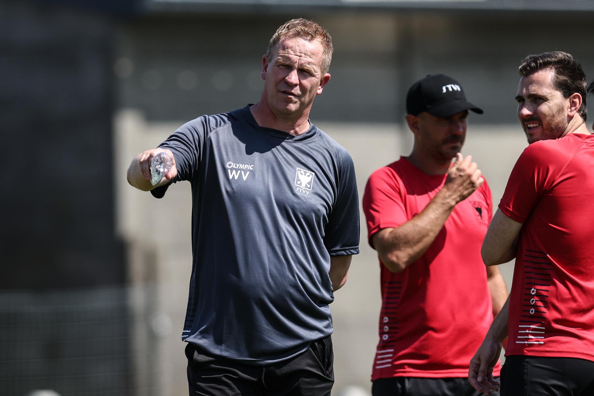 STVV's new head coach Wouter Vrancken pictured during a friendly soccer game between amateurs KVV Zepperen-Brustem and first division club Sint-Truidense VV, Saturday 21 June 2025 in Zepperen, Sint-Truiden, in preparation of the upcoming season. BELGA PHOTO BRUNO FAHY