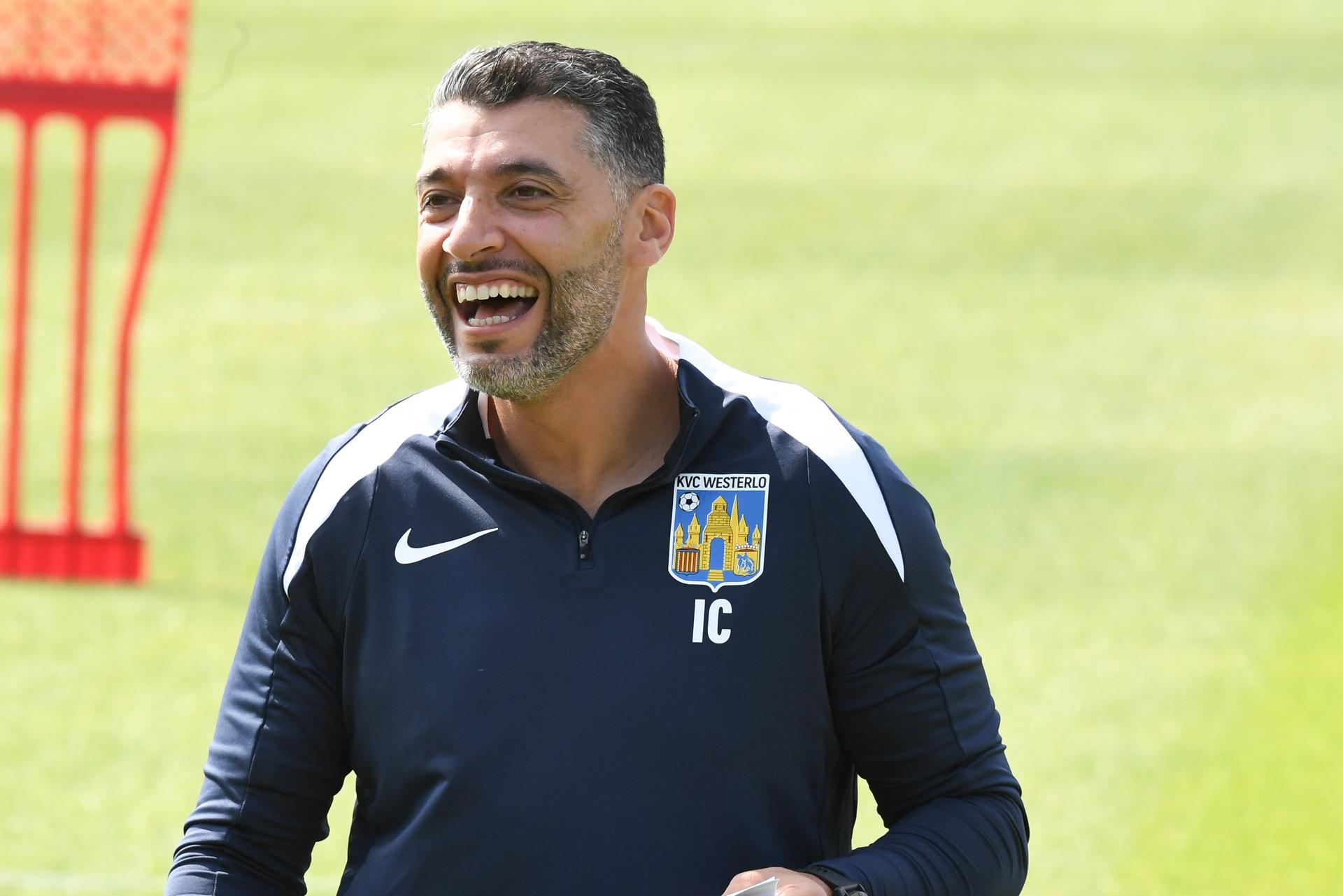 Westerlo's head coach Issame Charai pictured during a training session of Belgian soccer team KVC Westerlo, Wednesday 18 June 2025 in Westerlo, in preparation of the upcoming 2025-2026 first division season. BELGA PHOTO JILL DELSAUX