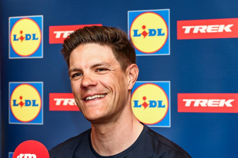 Belgian Jasper Stuyven of Lidl-Trek pictured during a press conference of the Lidl-Trek cycling team ahead of the Ronde van Vlaanderen / Tour des Flandres / Tour of Flanders cycling race, Friday 04 April 2025 in Brugge. The 109th edition of the cycling race will take place on Sunday 06 April. BELGA PHOTO DAVID PINTENS