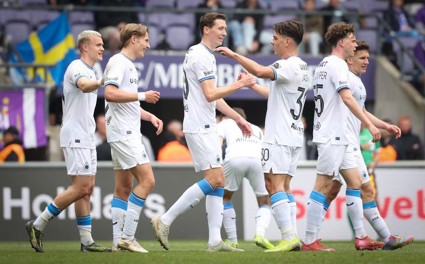 Club's Hans Vanaken celebrates after scoring during a soccer match between RSC Anderlecht and Club Brugge, Sunday 18 May 2025 in Brussels, on day 9 (out of 10) of the Champions' Play-offs of the 2024-2025 'Jupiler Pro League' first division of the Belgian championship. BELGA PHOTO VIRGINIE LEFOUR