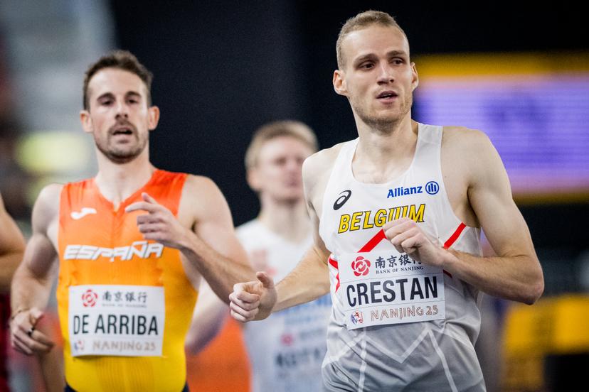 Belgian athlete Eliott Crestan pictured in action during the men's 800m, at the the World Athletics Indoor Championships, in Nanjing, China, Friday 21 March 2025. The championships take place from 21 to 23 March. BELGA PHOTO JASPER JACOBS