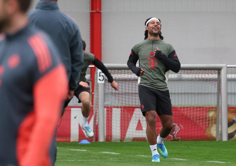 Bayern Munich's players including German forward #07 Serge Gnabry take part in a training session on April 14, 2026 in Munich, southern Germany, on the eve of the UEFA Champions League quarter-final second leg football match between FC Bayern Munich and Real Madrid.  Karl-Josef HILDENBRAND / AFP