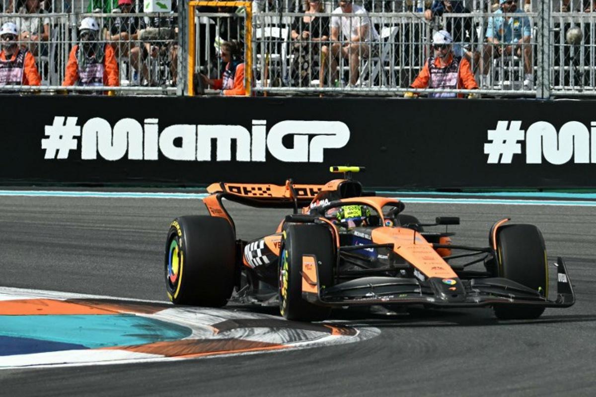McLaren's British driver Lando Norris races during the 2024 Miami Formula One Grand Prix at Miami International Autodrome in Miami Gardens, Florida, on May 5, 2024.   Jim WATSON / AFP