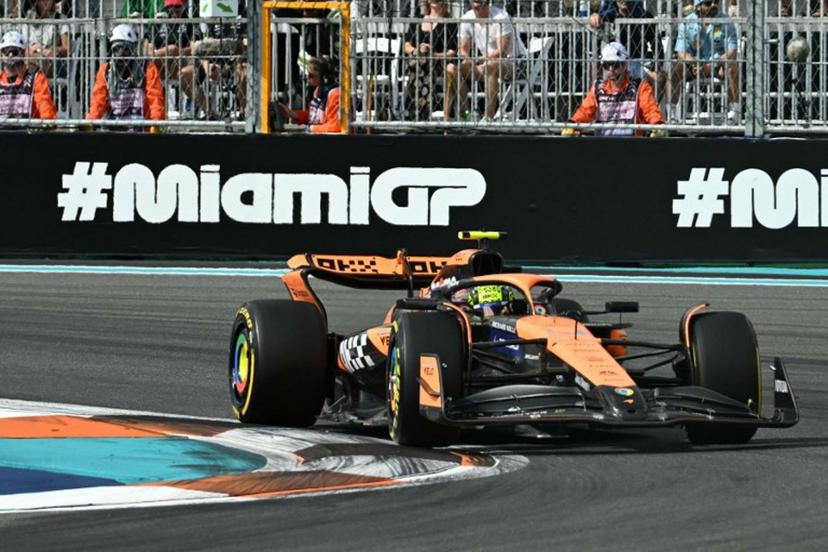 McLaren's British driver Lando Norris races during the 2024 Miami Formula One Grand Prix at Miami International Autodrome in Miami Gardens, Florida, on May 5, 2024.   Jim WATSON / AFP