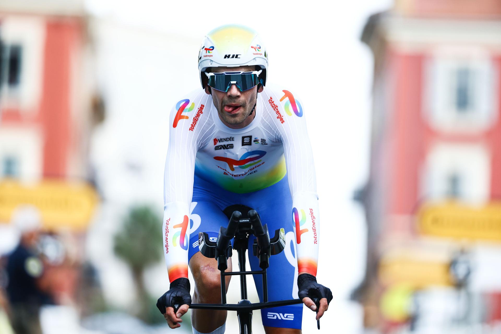 Belgian Steff Cras of TotalEnergies crosses the finish line of stage 21, the final stage of the 2024 Tour de France cycling race, an individual time trial from Monaco to Nice, France (33,7 km) on Sunday 21 July 2024. The 111th edition of the Tour de France starts on Saturday 29 June and will finish in Nice, France on 21 July. BELGA PHOTO DAVID PINTENS