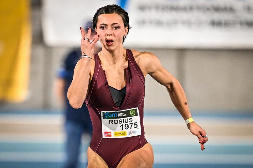 Belgian Rani Rosius pictured in action during the women's 60m, at the IFAM Indoor, IAAF World Indoor Tour Athletics Meeting, Saturday 31 January 2026 in Gent. BELGA PHOTO DAVID PINTENS