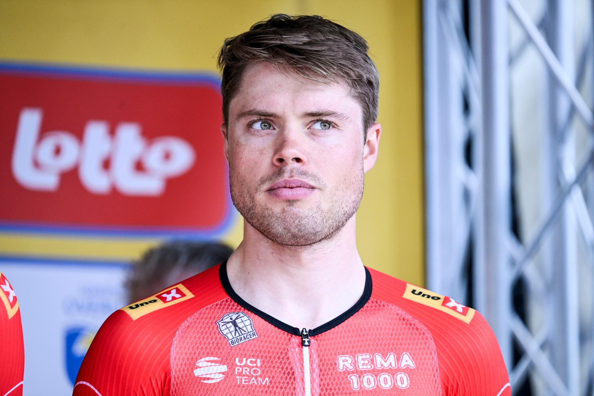 Norwegian Rasmus Tiller of Uno-X pictured ahead of the 'Druivenkoers' one day cycling race, 185,6 km from and to Overijse, Saturday 19 August 2023. BELGA PHOTO TOM GOYVAERTS