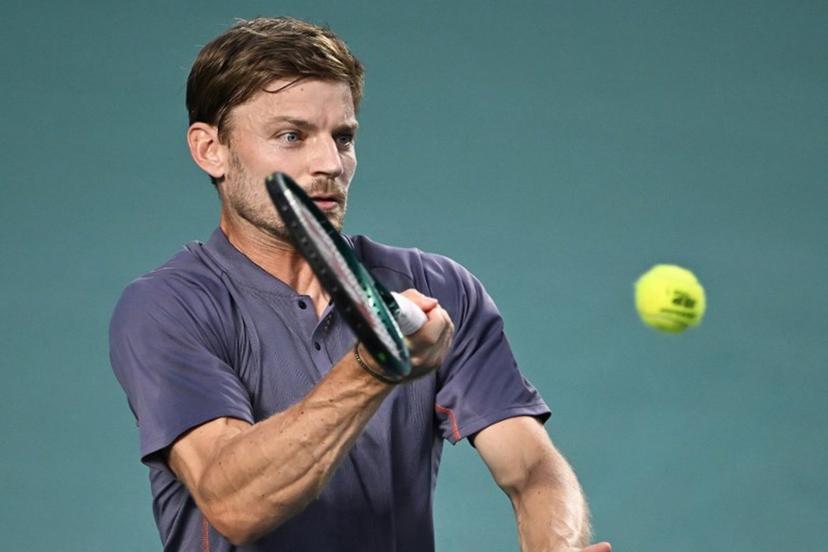 Belgium's David Goffin returns the ball to USA's Ben Shelton during their 2025 Mexico ATP Open 500 men´s singles tennis match at the Arena GNP Seguros in Acapulco, Guerrero State, Mexico on February 26, 2025.   CARL DE SOUZA / AFP