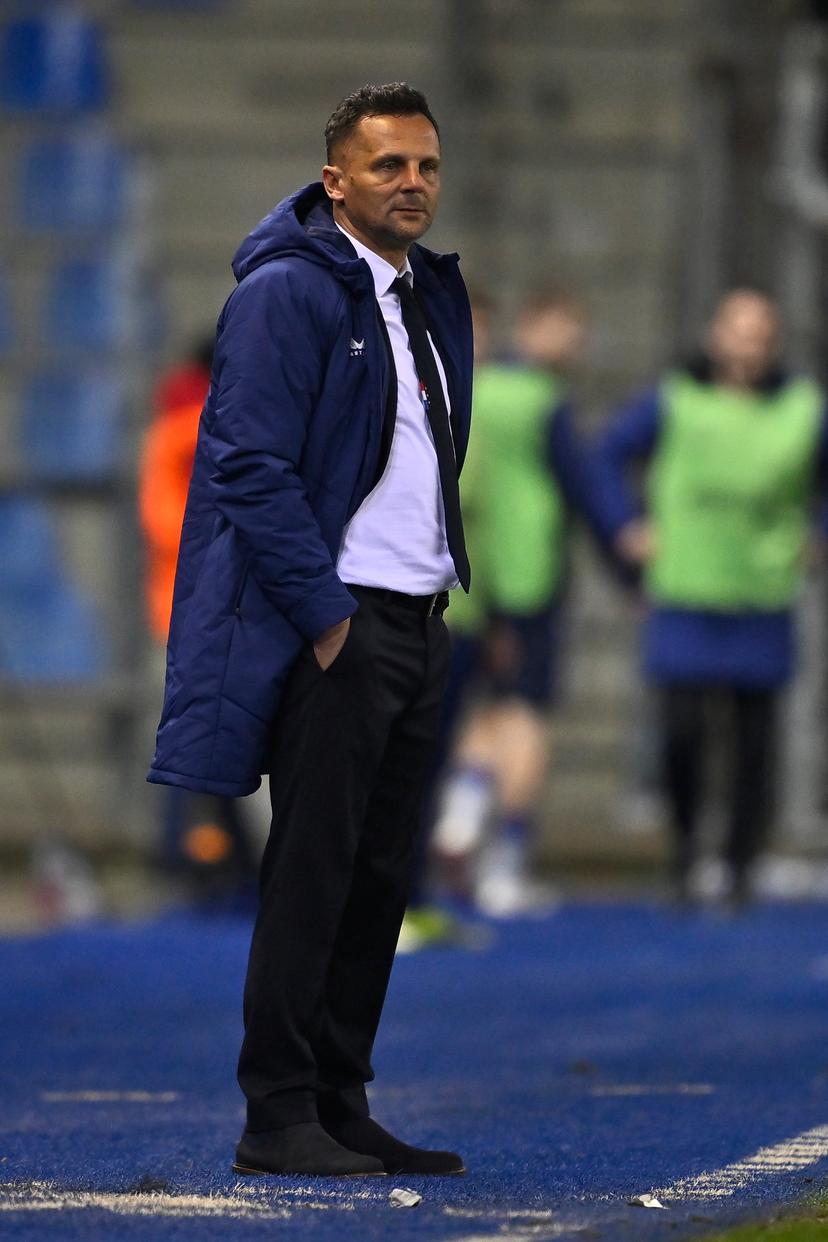 Dinamo's head coach Mario Kovacevic pictured during a soccer game between Belgian team KRC Genk and Croatian GNK Dinamo Zagreb, Thursday 26 February 2026 in Genk, in the play-off for the knockout phase of the UEFA Europa League tournament. Genk won the first leg 1-3. BELGA PHOTO JOHAN EYCKENS