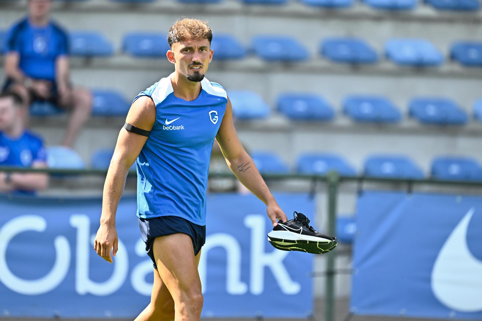 Genk's Andi Zeqiri pictured during a training session of Belgian soccer team KRC Genk, Friday 20 June 2025 in Genk, in preparation of the upcoming 2025-2026 Belgian first division soccer season. BELGA PHOTO JOHAN EYCKENS