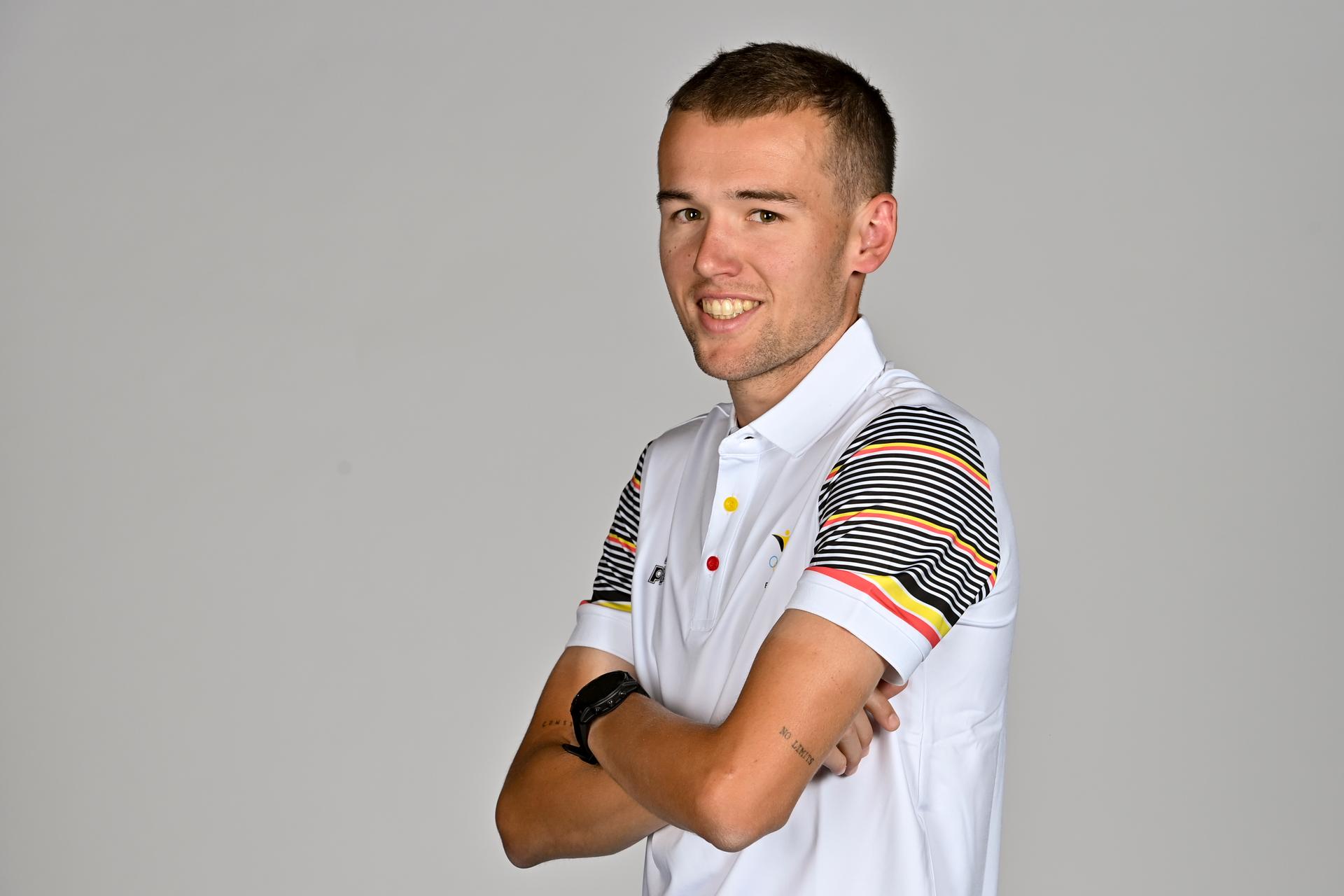 Arnaud Dely poses for the photographer at a photoshoot for the Belgian Olympic Committee BOIC - COIB ahead of the The World Games 2022 sports event, Monday 20 June 2022 in Deurne, Antwerp. BELGA PHOTO DIRK WAEM