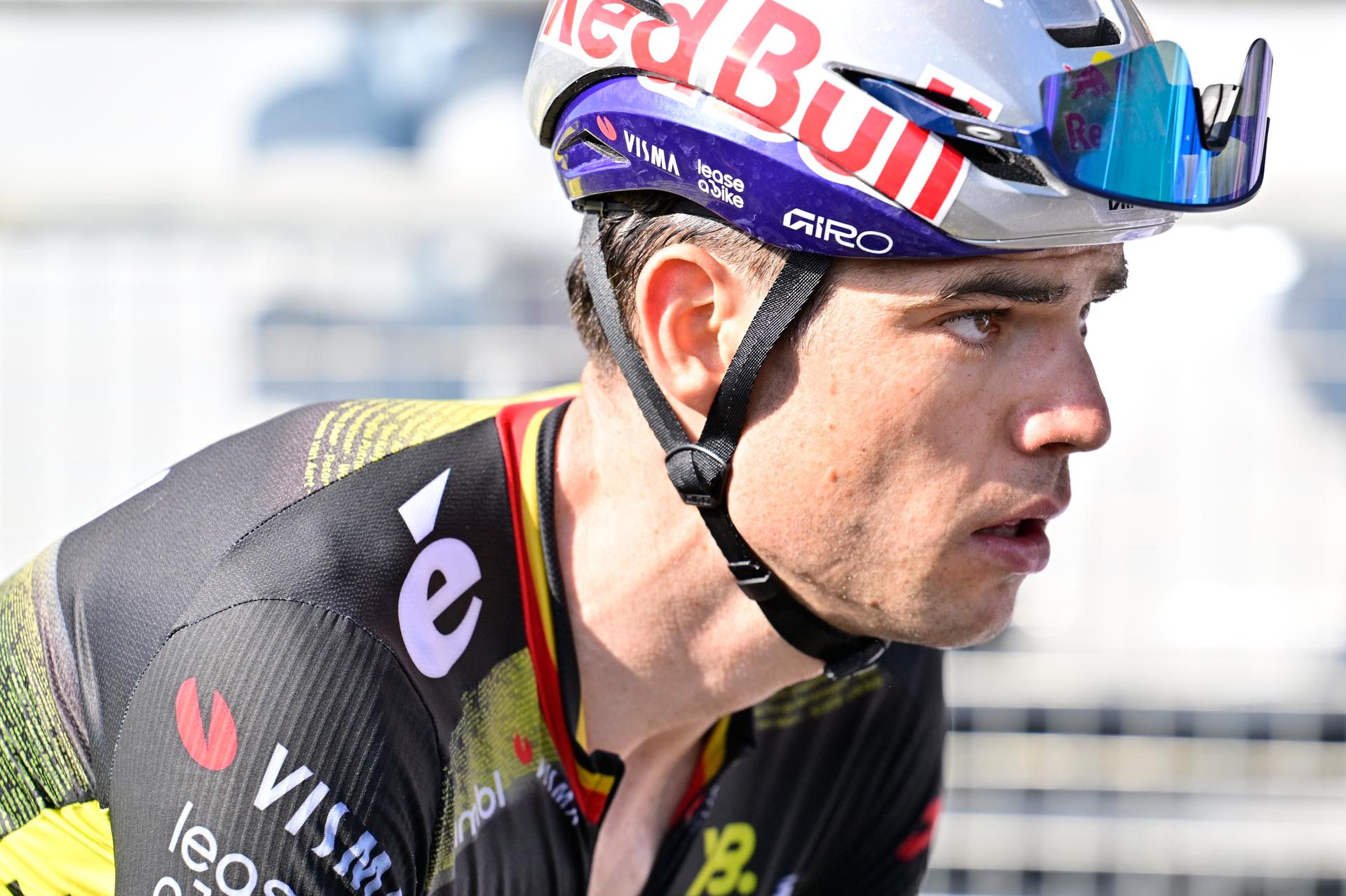 Belgian Wout van Aert of Team Visma-Lease a Bike crosses the finish line of stage 12 of the 2025 Tour de France cycling, from Auch to Hautacam (181 km), on Thursday 17 July 2025 in France. The 112th edition of the Tour de France starts on Saturday 5 July in Lille, France, and will finish in Paris, France on the 27th of July.   BELGA PHOTO DIRK WAEM