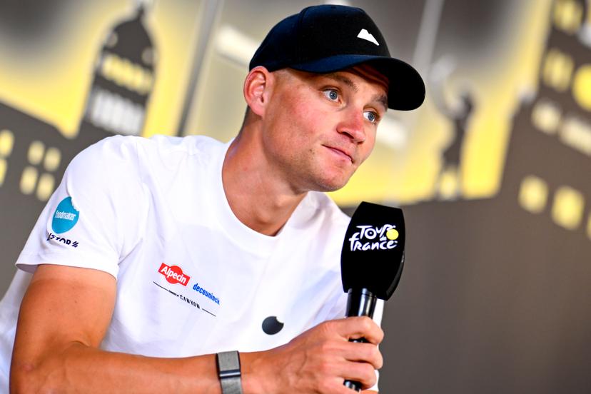 Dutch Mathieu van der Poel of Alpecin-Deceuninck pictured during a press conference of the headliners of the Tour de France 2025 cycling race, Thursday 03 July 2025, in Lille, France. The 112th edition of the Tour de France starts on Saturday 5 July in Lille, France, and will finish in Paris, France on the 27th of July. BELGA PHOTO JASPER JACOBS