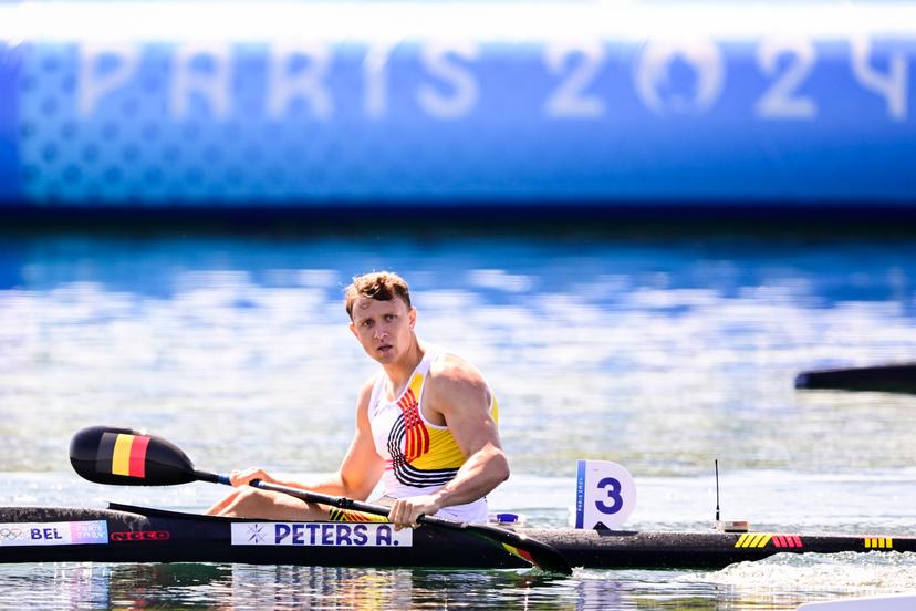 Belgian kayaker Artuur Peters pictured in action during the men's Kayak Single K1 1000m final B of the canoe sprint event at the Paris 2024 Olympic Games, on Saturday 10 August 2024 in Paris, France. The Games of the XXXIII Olympiad are taking place in Paris from 26 July to 11 August. The Belgian delegation counts 165 athletes competing in 21 sports. BELGA PHOTO DIRK WAEM