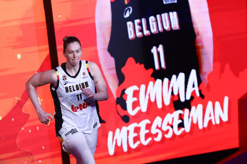 Belgium's Emma Meesseman pictured at the start of a basket game between Belgium's national team Belgian Cats and Czech Republic, in Wuhan, China, on Tuesday 17 March 2026, the fifth game (out of 5) of the qualifications phase for the World Cup Basket tournament. BELGA PHOTO NIKOLA KRSTIC