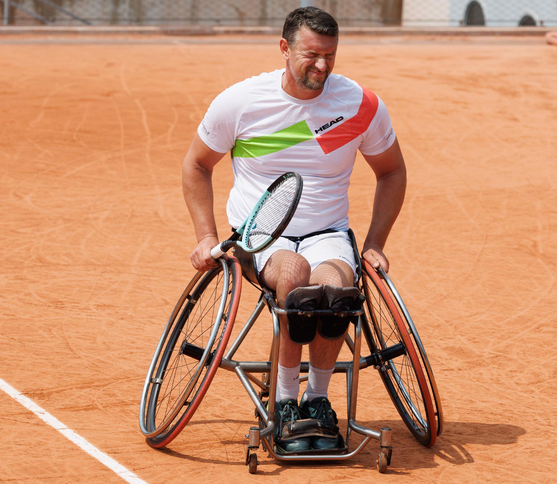 Belgian Joachim Gerard reacts during a simple tennis match between Belgian Gerard and Dutch Spaargaren, in the men's simple at the Roland Garros wheelchair-tennis tournament, Tuesday 03 June 2025 in Paris, France. The 2025 edition of Roland Garros takes place from May 25th to June 8th 2025. BELGA PHOTO BENOIT DOPPAGNE