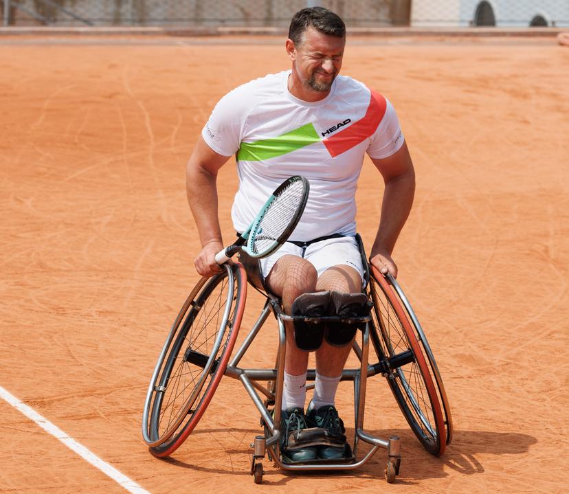 Belgian Joachim Gerard reacts during a simple tennis match between Belgian Gerard and Dutch Spaargaren, in the men's simple at the Roland Garros wheelchair-tennis tournament, Tuesday 03 June 2025 in Paris, France. The 2025 edition of Roland Garros takes place from May 25th to June 8th 2025. BELGA PHOTO BENOIT DOPPAGNE