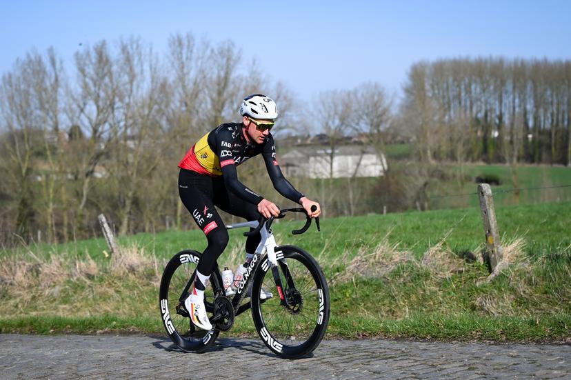 Belgian Tim Wellens of UAE Team Emirates-XRG pictured at the Haaghoek climb during a track reconnaissance session ahead of this weekend's one-day cycling race Omloop Het Nieuwsblad, the opening race of the Flemish classic one day races season, Thursday 26 February 2026. BELGA PHOTO ELIAS ROM