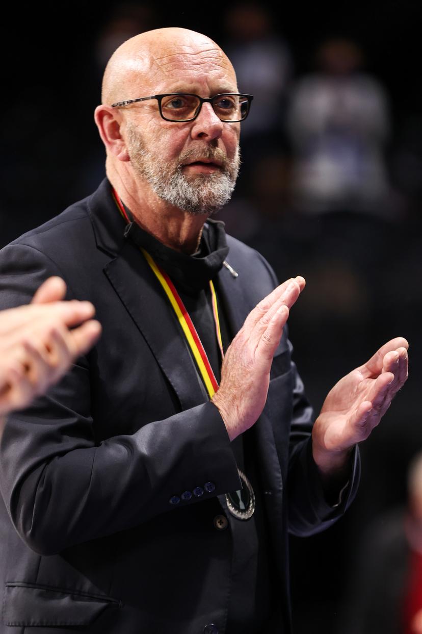 Mechelen's head coach Paul Vervaeck pictured during the basketball match between Kangoeroes Mechelen and BC Oostende, the final of the Belgian Basketball Cup, Sunday 21 March 2021 at Paleis 12 - Palais 12, in Brussels. BELGA PHOTO DAVID PINTENS