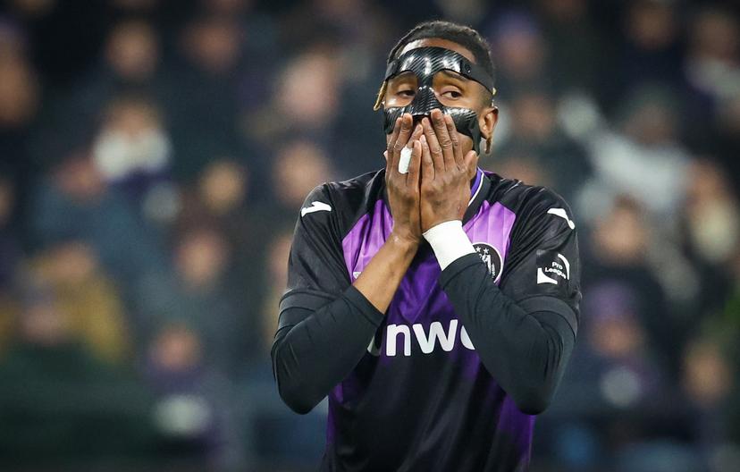 Anderlecht's Moussa N'Diaye looks dejected during a soccer match between RSC Anderlecht and FCV Dender EH, Sunday 25 January 2026 in Brussels, on day 22 of the 2025-2026 'Jupiler Pro League' first division of the Belgian championship. BELGA PHOTO VIRGINIE LEFOUR