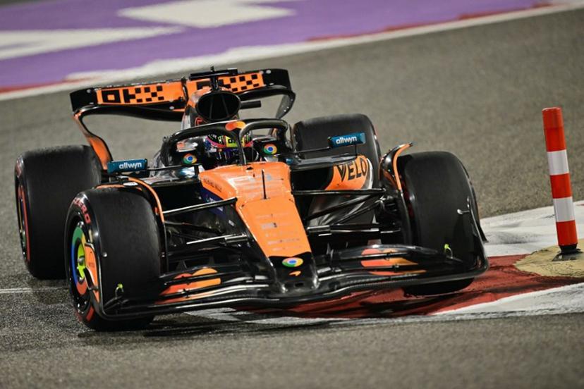 McLaren's Australian driver Oscar Piastri drives during the second practice session ahead of the Bahrain Formula One Grand Prix at the Bahrain International Circuit in Sakhir on April 11, 2025.  Giuseppe CACACE / AFP