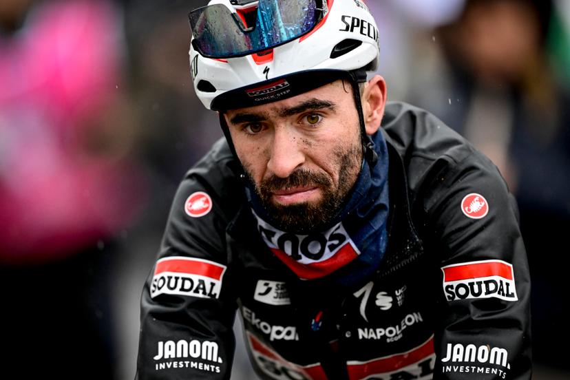 French Valentin Paret-Peintre of Soudal Quick-Step pictured in action during the third stage of the Tirreno-Adriatico cycling race, a 239km race from Follonica to Colfiorito (Foligno), Italy, Wednesday 12 March 2025. BELGA PHOTO DIRK WAEM