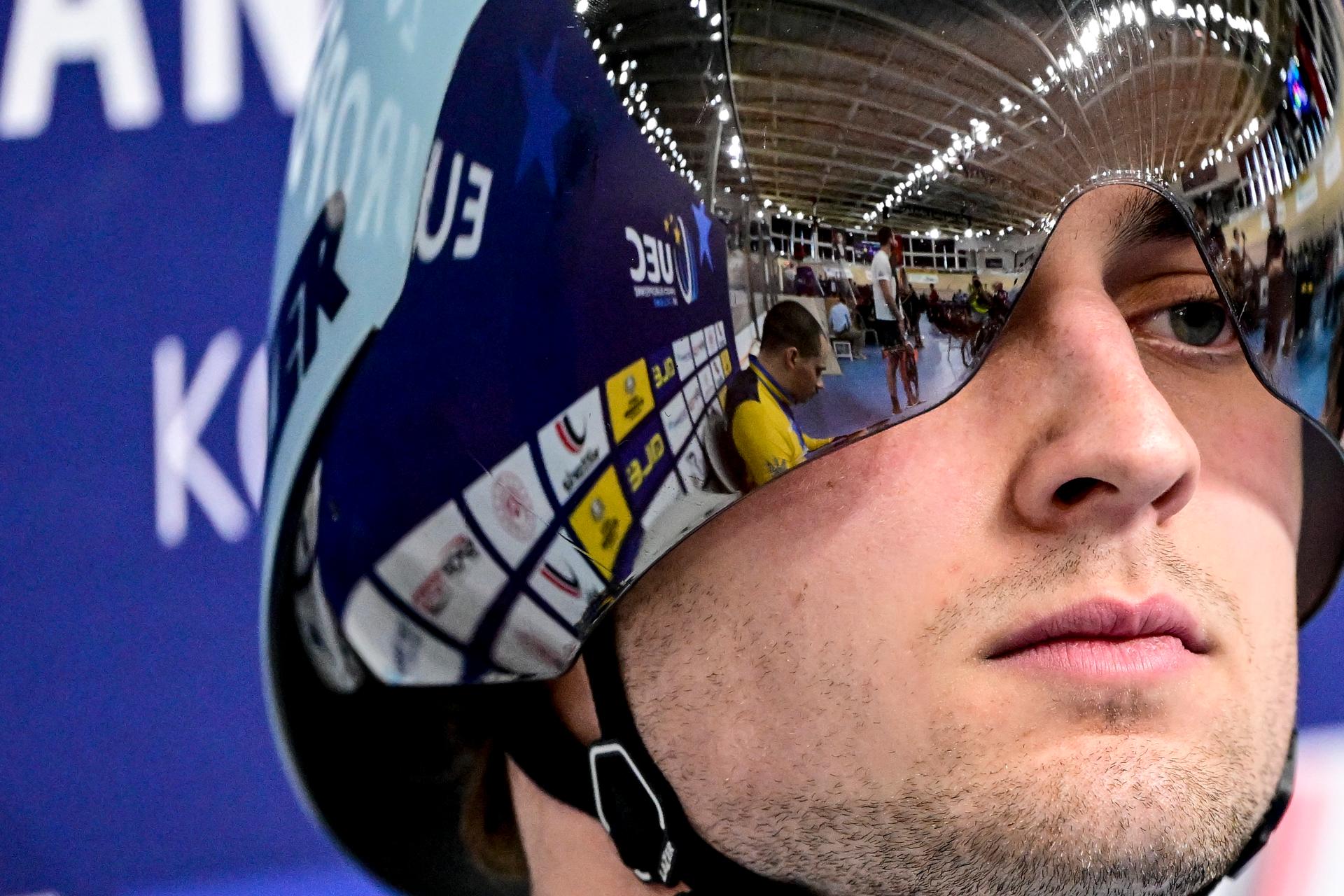Belgian Lowie Nulens pictured in action during the men's Sprint 1/16 finals at day 3 of the 2026 UEC Track Elite European Championships, in Konya, Turkey, Tuesday 03 February 2026. The European Championships take place from 01 to 05 February 2026. BELGA PHOTO DIRK WAEM