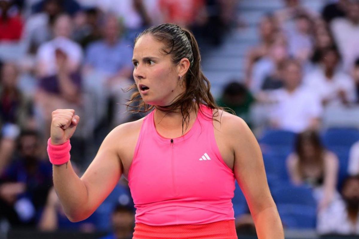 Russia's Daria Kasatkina reacts after a point against USA's Emma Navarro during their women's singles match on day nine of the Australian Open tennis tournament in Melbourne on January 20, 2025.  Yuichi YAMAZAKI / AFP