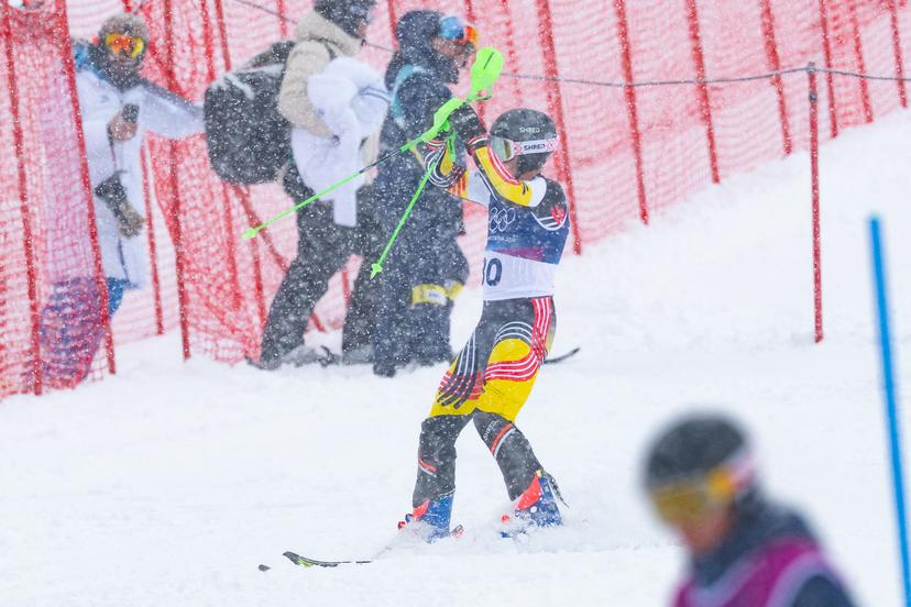Sam Maes of Belgium competes during the Men's Slalom Qualification 1 on day ten of the Milano Cortina 2026 Winter Olympic games at Stelio Ski Center on February 15, 2026 in Bormio, Italy. Photo by Laurent Zabulon/ABACAPRESS.COM BELGIUM ONLY