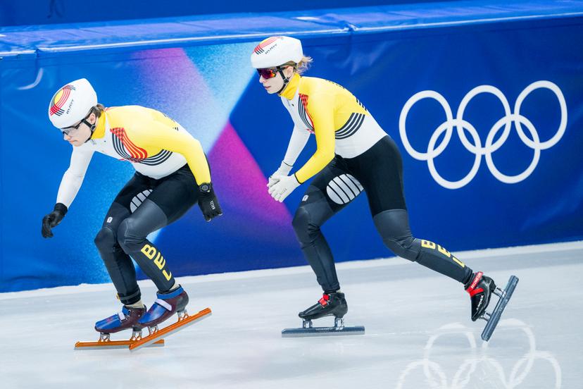 Warre Van Damme and Tineke den Dulk pictured in action during a training session in preparation of the Milano Cortina 2026 Olympic Winter Games, on Tuesday 03 February 2026 in Milan, Italy. The Winter Olympics take place from 6 to 22 February 2026 in Italy. BELGA PHOTO JASPER JACOBS