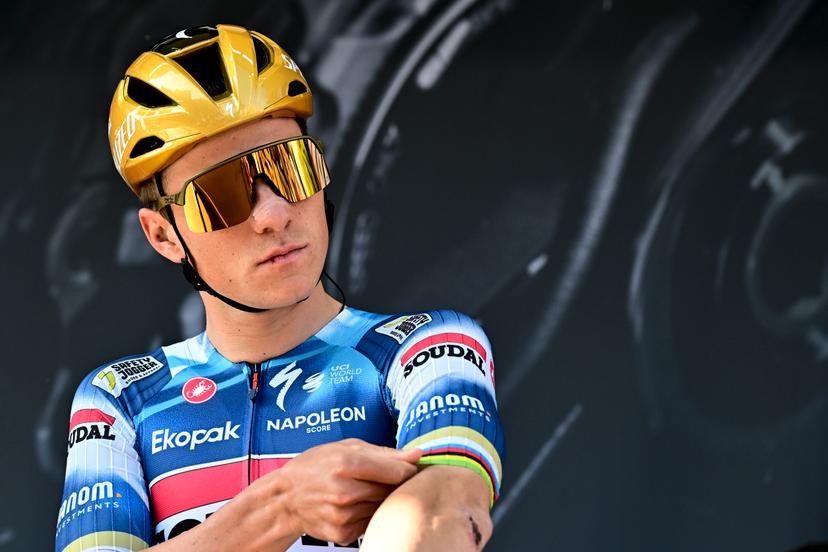 Belgian Remco Evenepoel of Soudal Quick-Step pictured at the start of the men elite race of the Liege-Bastogne-Liege one day cycling event, 252km from Liege, over Bastogne to Liege, Sunday 27 April 2025. BELGA PHOTO MAARTEN STRAETEMANS