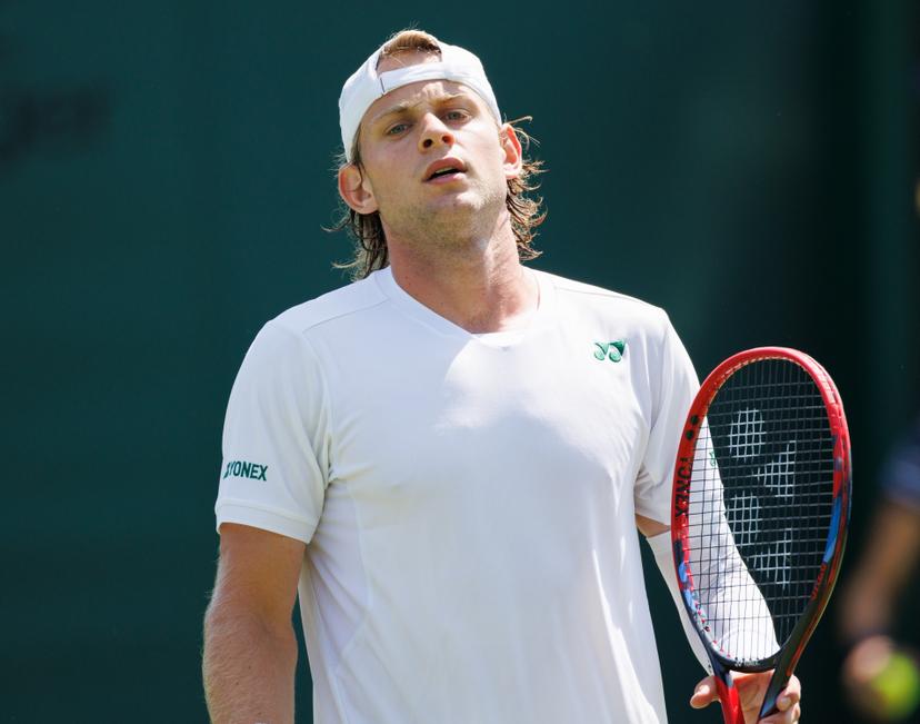 Belgian Zizou Bergs looks dejected during a tennis match between Belgian Bergs and South African Harris, in the first round of the men's singles at the 2025 Wimbledon grand slam tournament, Monday 30 June 2025 at the All England Tennis Club, in South-West London, Britain. BELGA PHOTO BENOIT DOPPAGNE