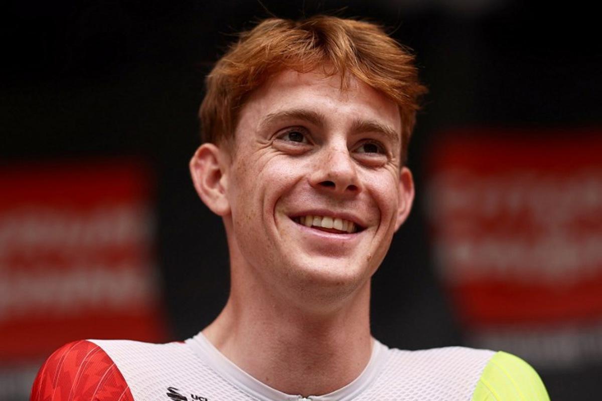 Intermarché - Wanty's French rider Louis Barré reacts prior to the 8th and final stage of the 77th edition of the Criterium du Dauphine cycling race, 133,3 km between Val-d'Arc and Val-Cenis - Plateau du Mont Cenis, on June 15, 2025.  Anne-Christine POUJOULAT / AFP