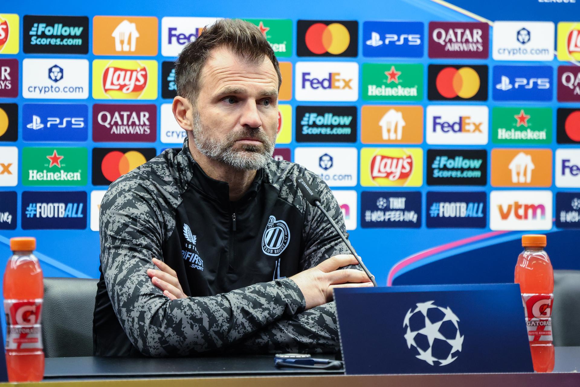 Club's head coach Ivan Leko pictured during a press conference of Belgian soccer team Club Brugge KV, on Tuesday 27 January 2026 in Brugge. The team is preparing for tomorrow's game against French Olympique de Marseille, on day eight of the League phase of the UEFA Champions League tournament. BELGA PHOTO BRUNO FAHY