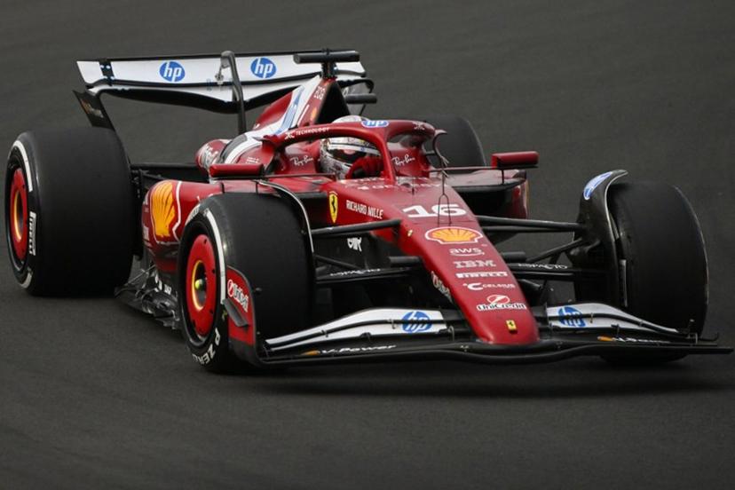 Ferrari's Monegasque driver Charles Leclerc drives during the Formula One Chinese Grand Prix at the Shanghai International Circuit in Shanghai on March 23, 2025.  JADE GAO / AFP